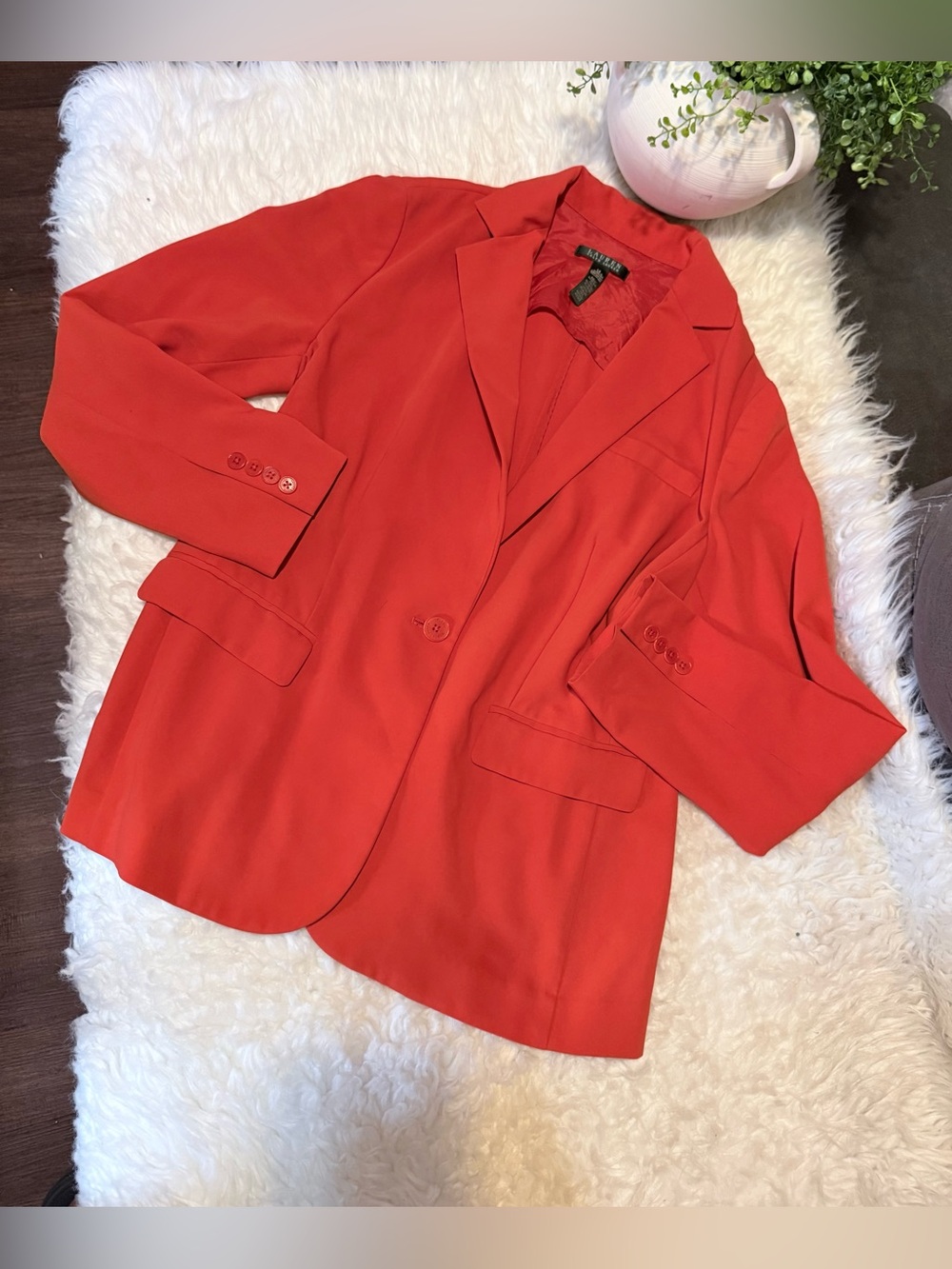 Ralph Lauren Coral-Red Single-Button Blazer